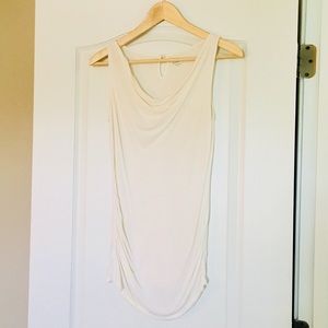 LOFT Cream Rouched Dress Up Tank